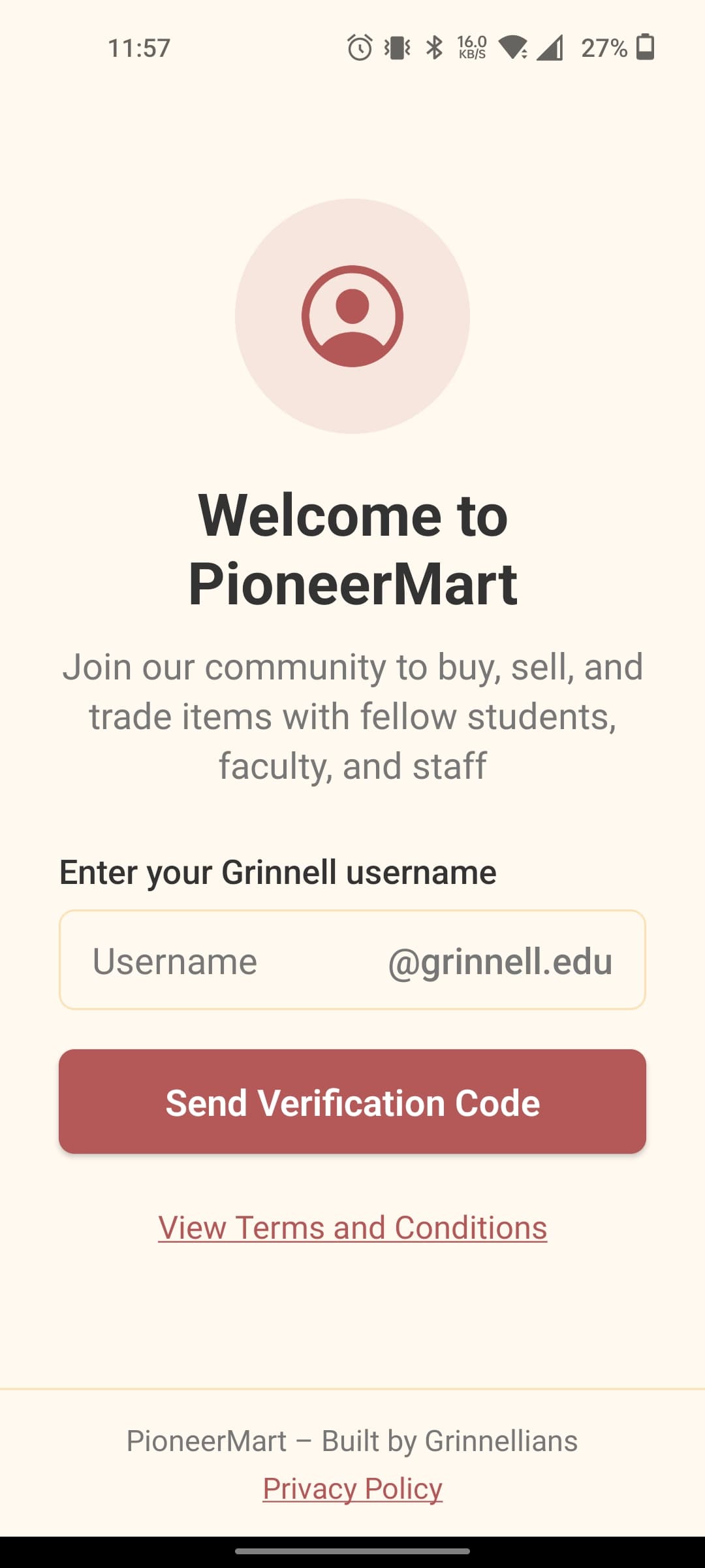 Pioneer Mart Sign In Screen